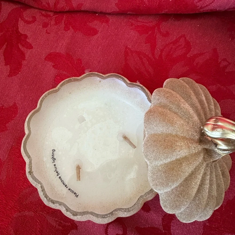 Velvety Decorative Tan Glass Pumpkin candle